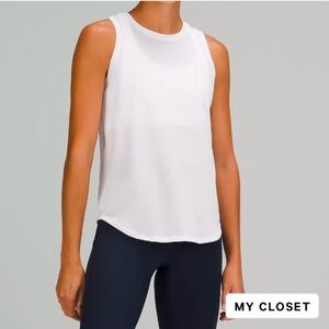 Lululemon White High Neck Running and Training Sculpt Tank